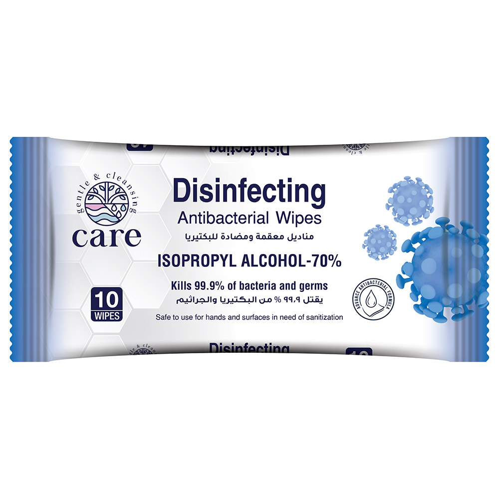 Care Disinfecting/Antibacterial Wipes - 70% IPA (10 Sheets)