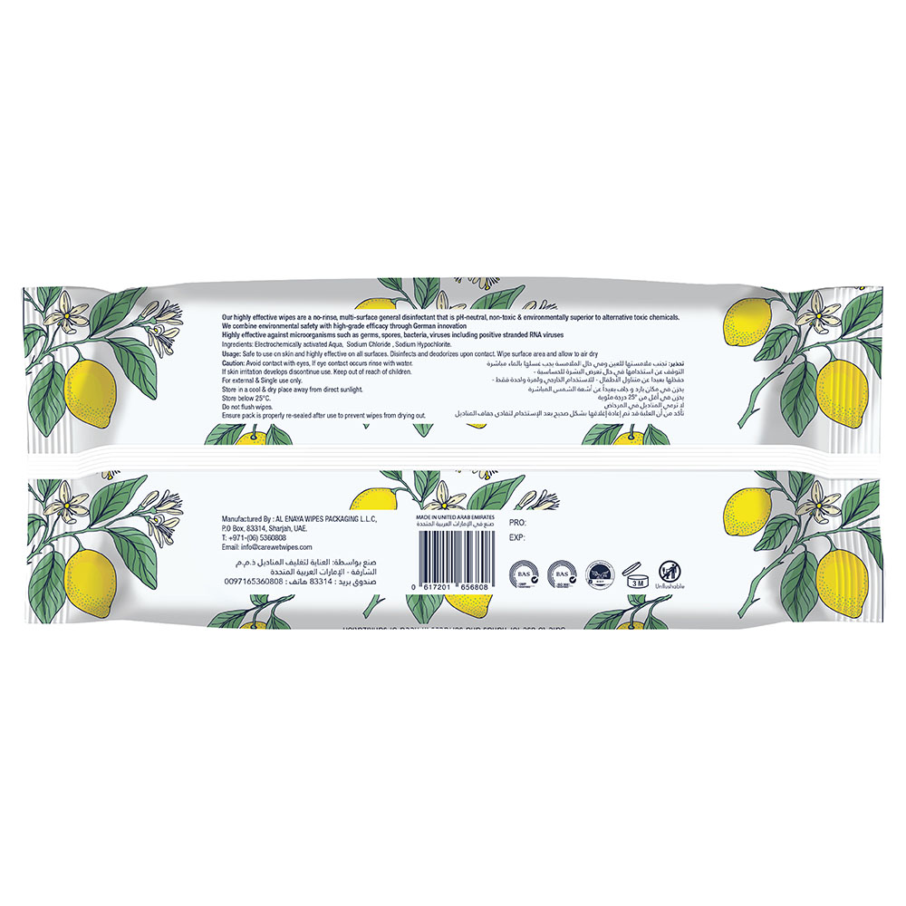 Care Disinfecting/Antibacterial Wipes 100% Natural 64 Sheets