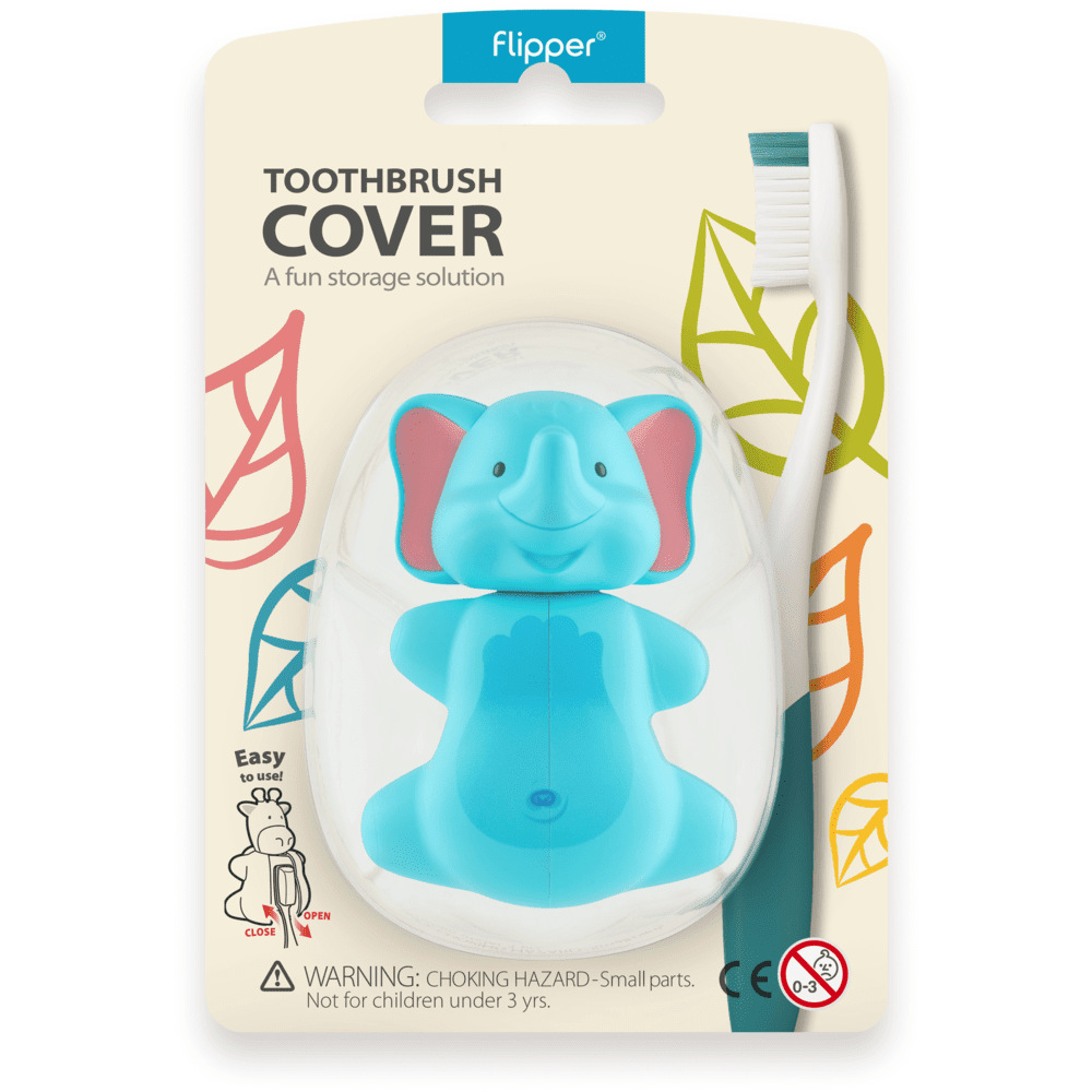 Flipper - Hygienic Toothbrush Holder With Suction Cup, Elephant, 3Y+