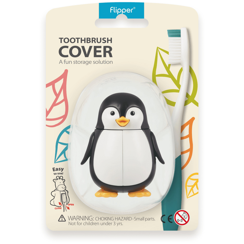 Flipper - Hygienic Toothbrush Holder With Suction Cup, Penguin, 3Y+