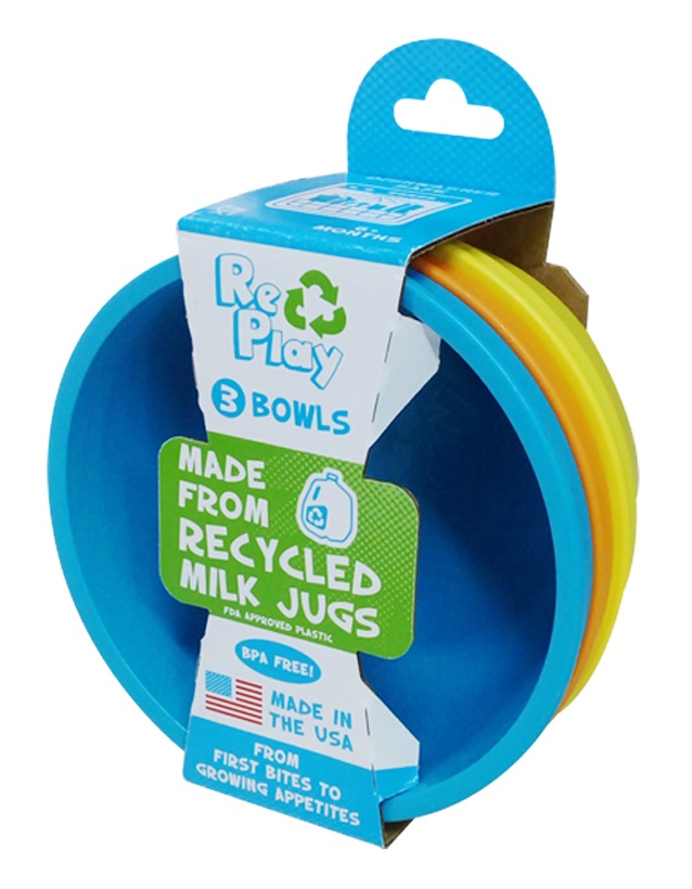 Re-Play 3 Pack Bowls - Sky Blue, Orange & Yellow