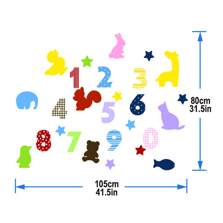 StickieArt  -  Colorful Numbers Wall Decal 70cm
