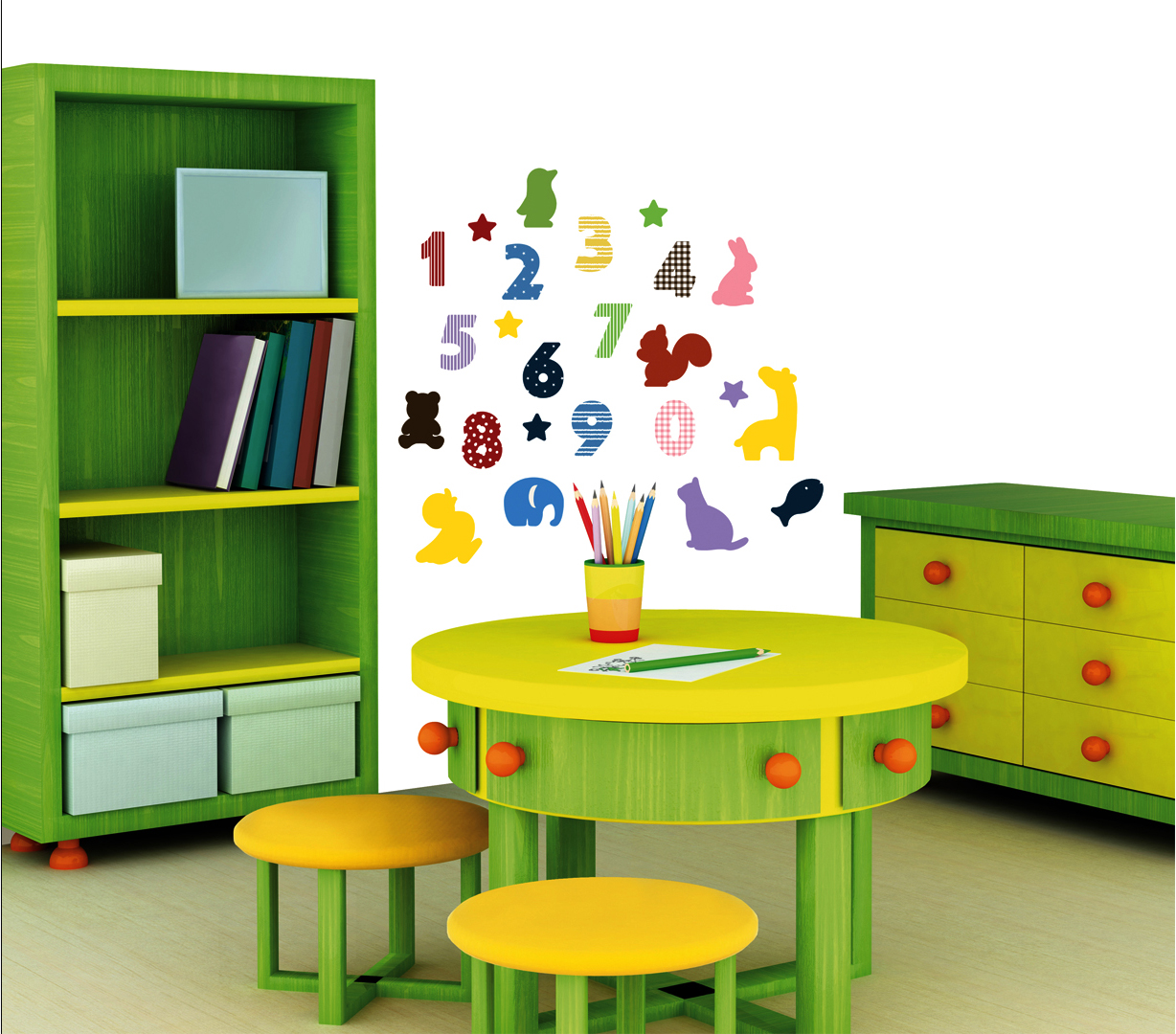 StickieArt  -  Colorful Numbers Wall Decal 70cm