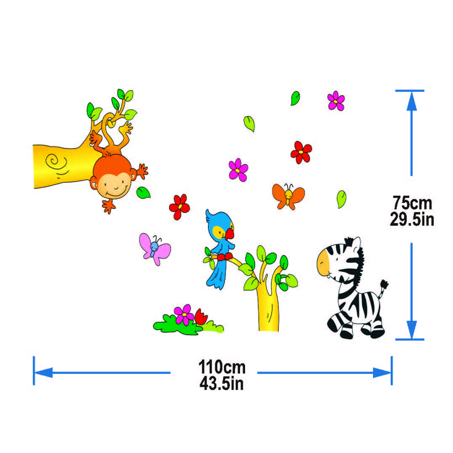 StickieArt - Playful Animals Removable Wall Stickers-Medium