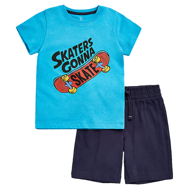 Mothercare Skater T-Shirt & Shorts Navy/Blue - 2 Pcs