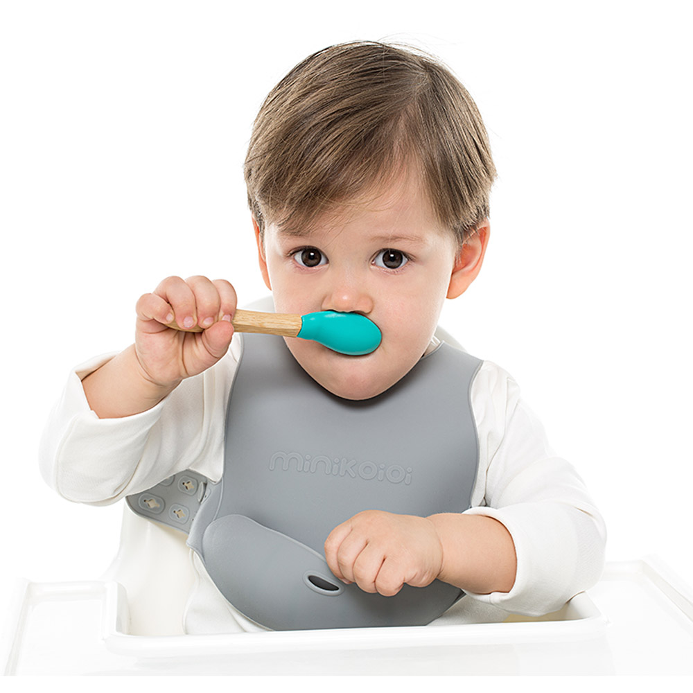 Minikoioi Silicone Spoon Scoops - Pack of 2 - Green/Grey