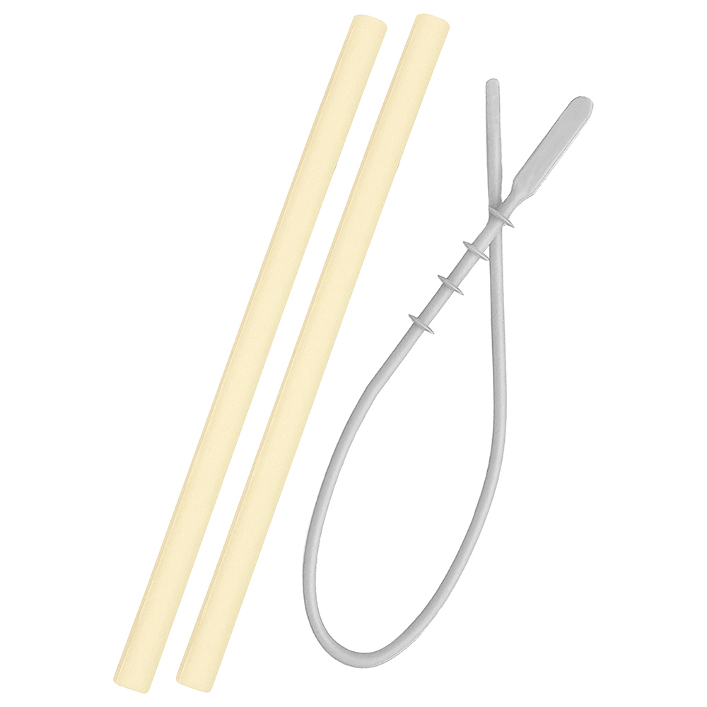 Minikoioi - Silicone Flexi Straws With Brush Set-2pcs - Yellow