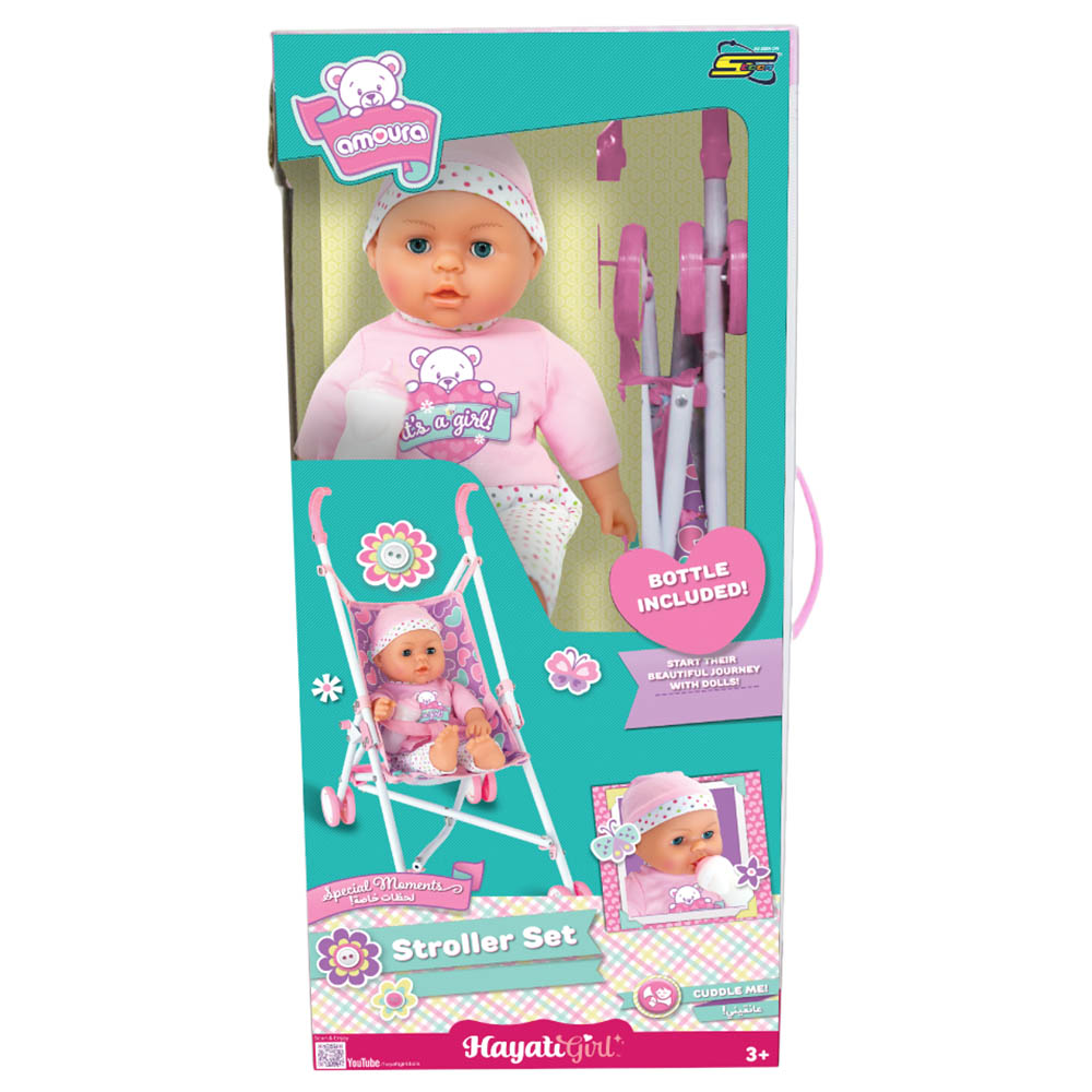 Hayati - Baby Amoura Doll With Stroller Set