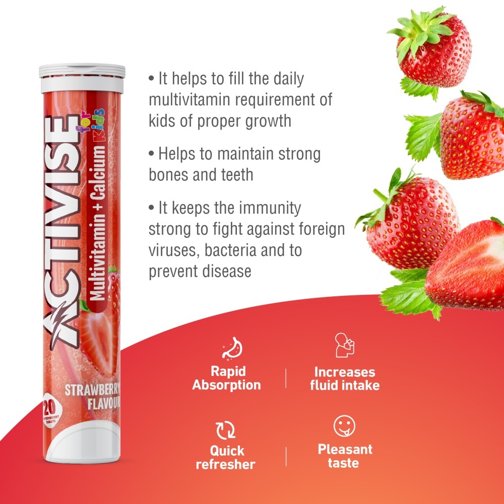 Activise Kids Multivitamin Calcium Strawberry Tablet 20 s