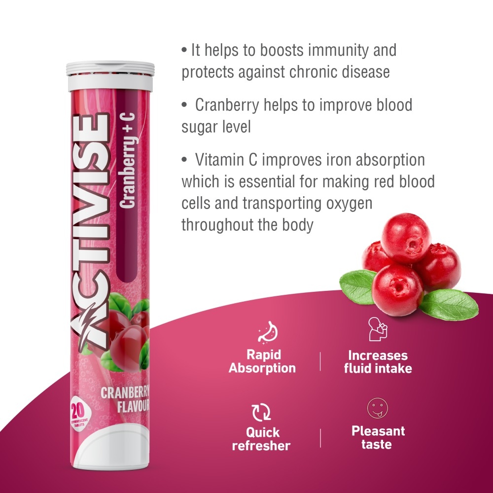 Activise Cranberry Vitamin C Effervescent Tablet 20 s