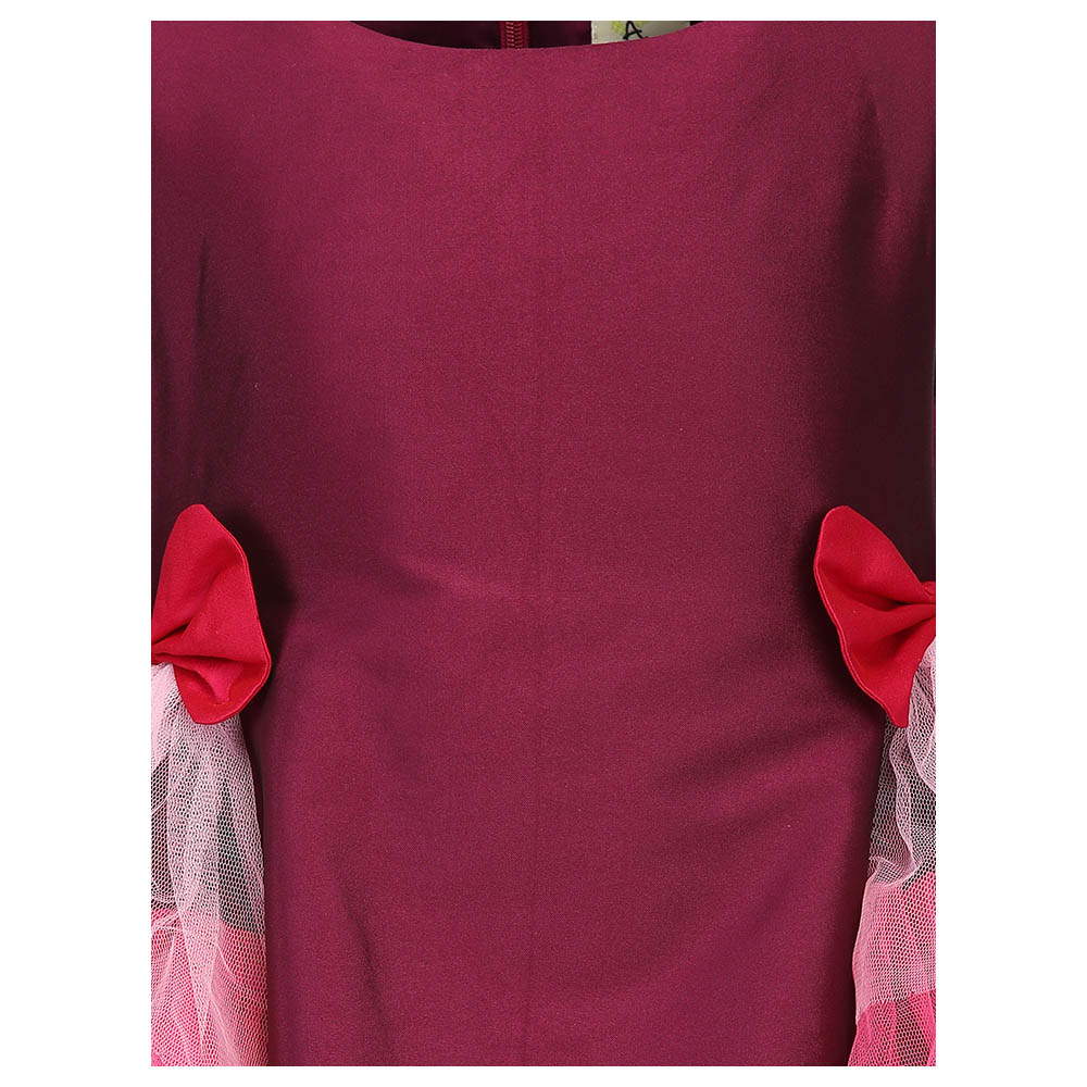 A Little Fable Shaded Deep Bloom Dress - Burgundy