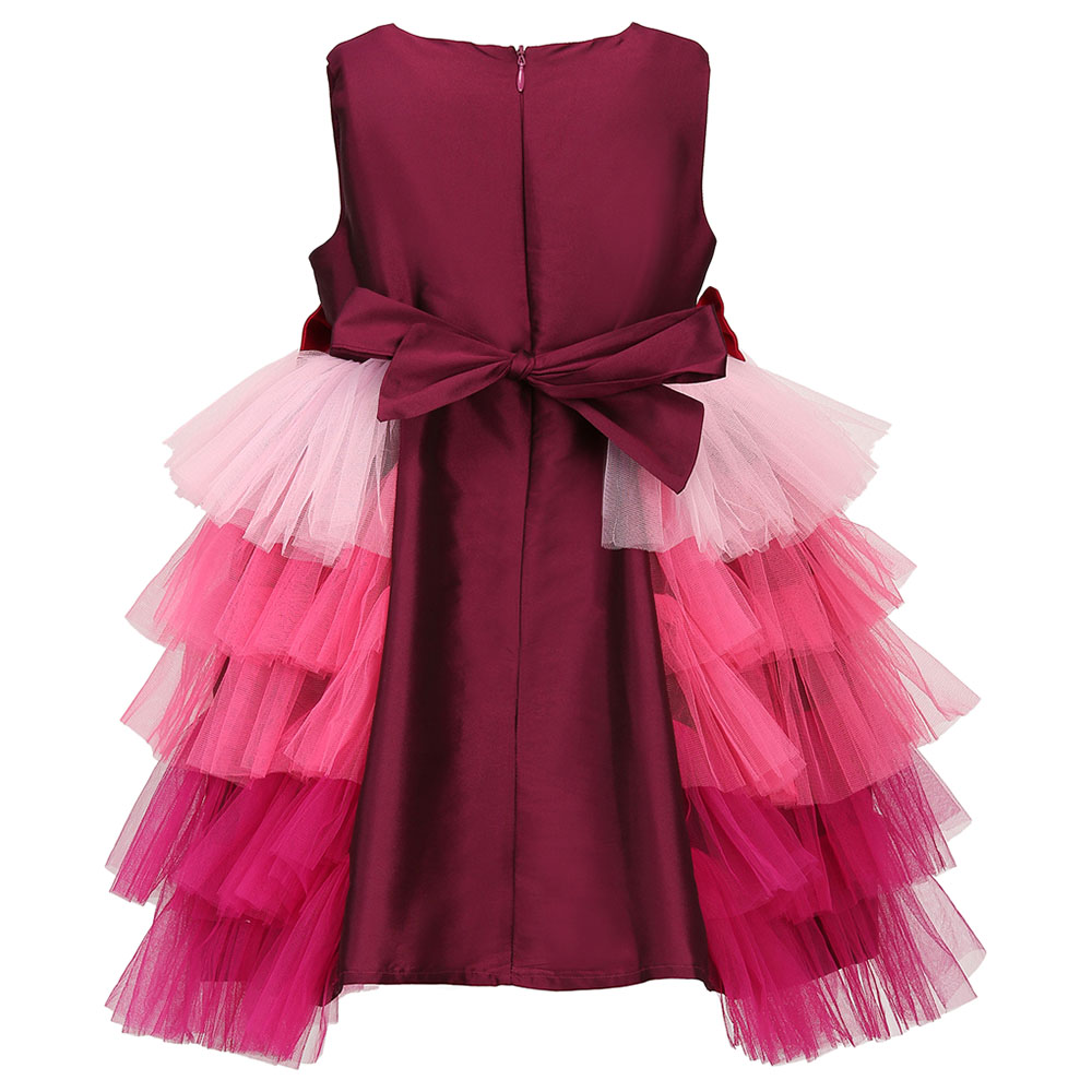 A Little Fable Shaded Deep Bloom Dress - Burgundy