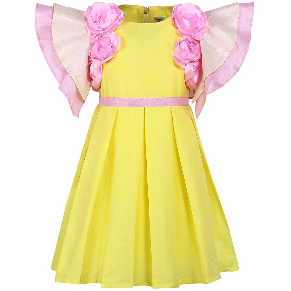 A Little Fable Rose Flare Dress - Yellow