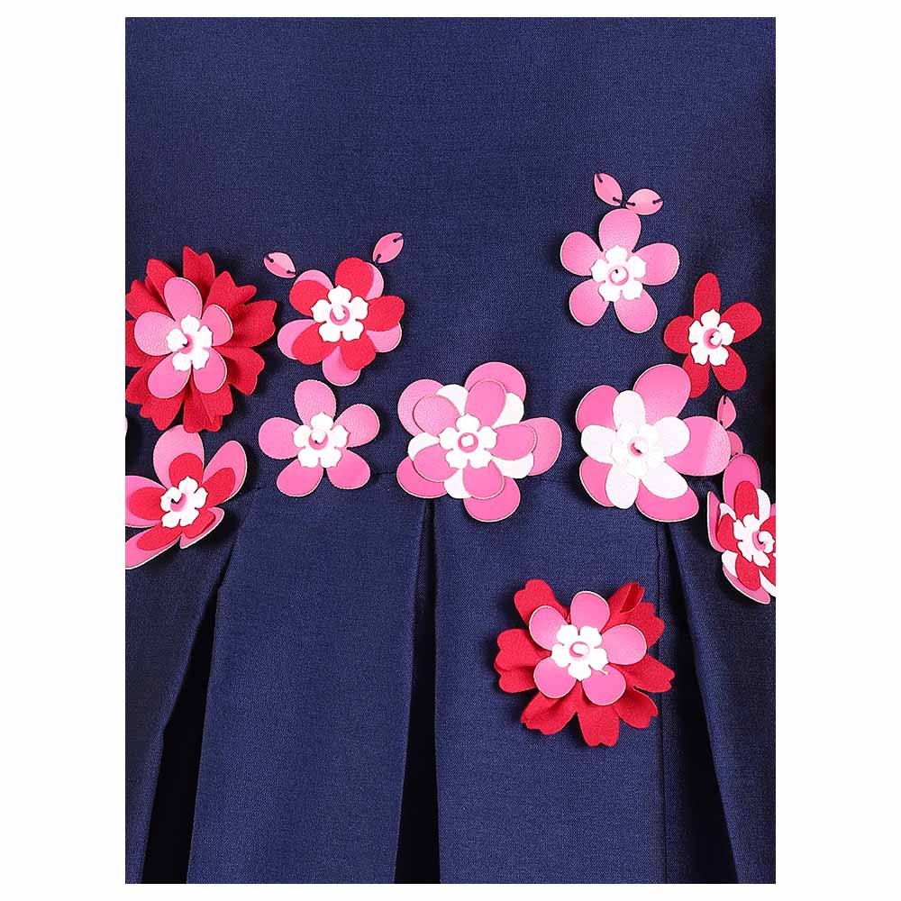 A Little Fable Ruby 3D Flower Dress - Navy