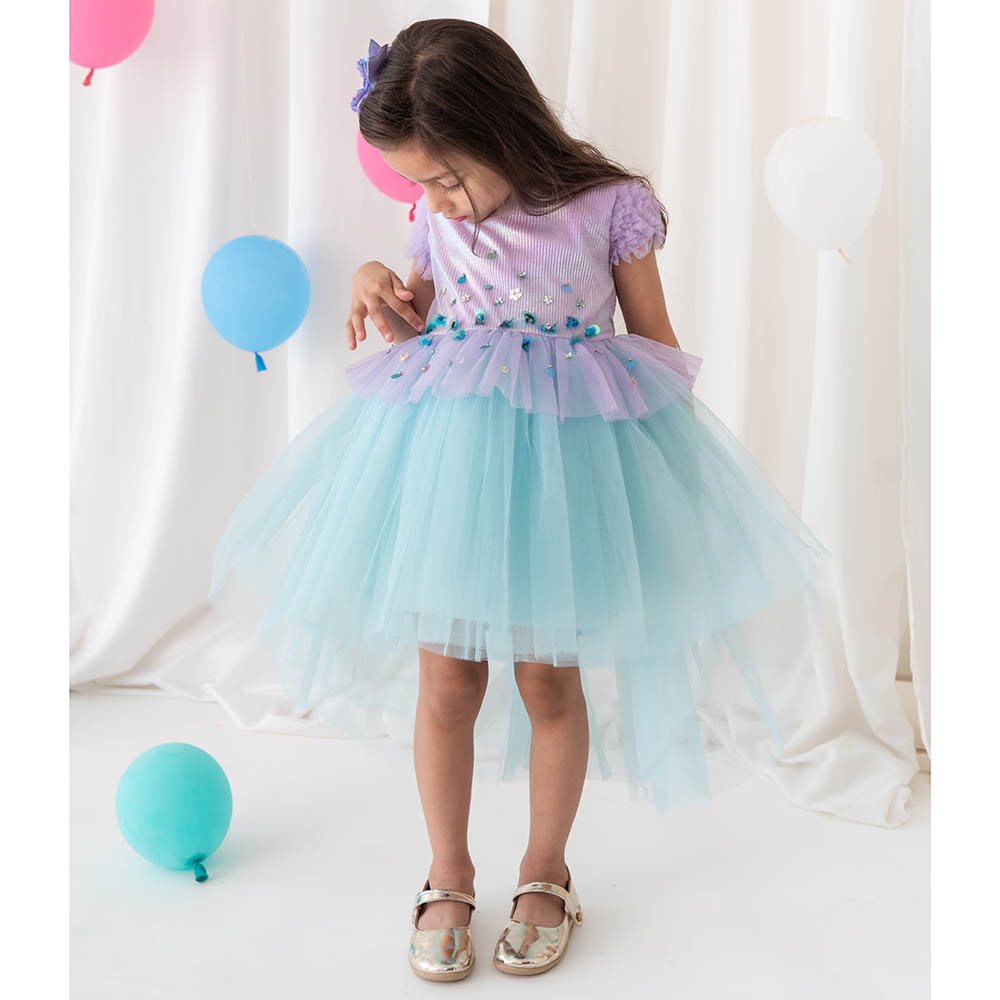 A Little Fable Mermaid Glitter Dress - Lavender