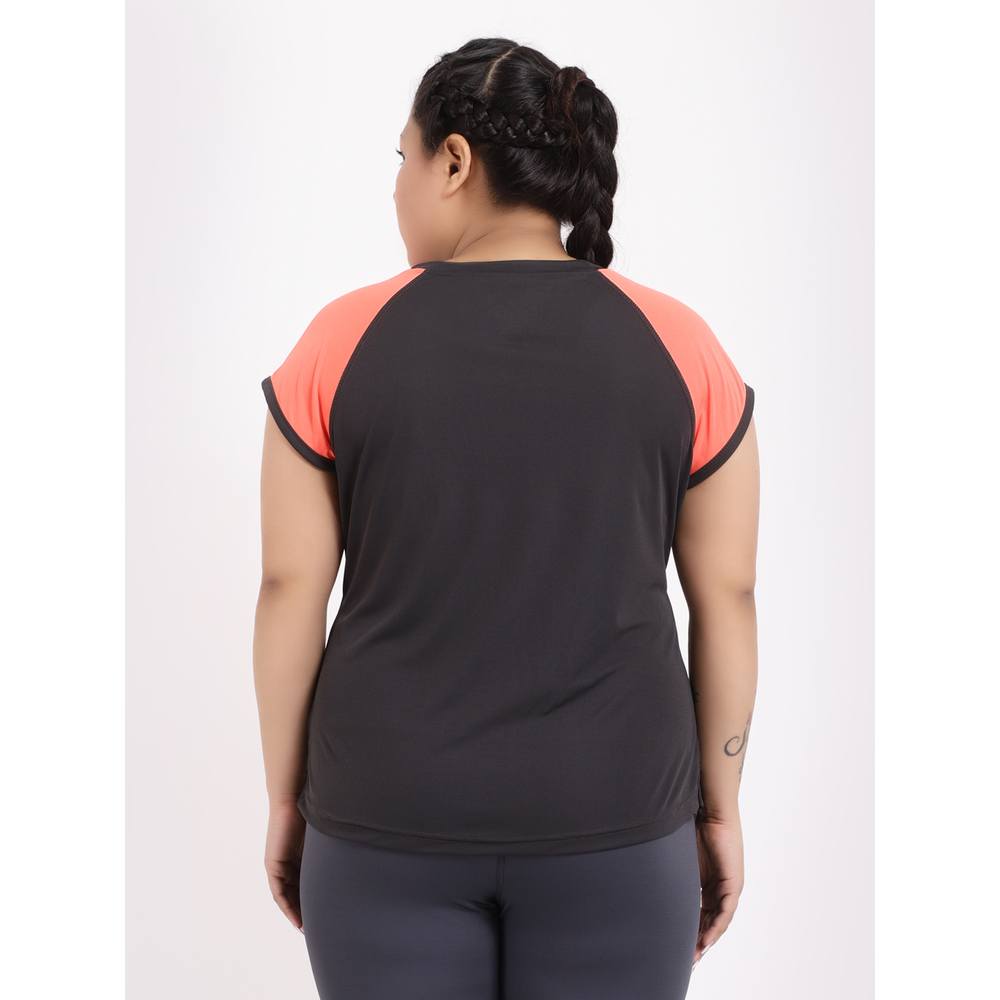 Studioactiv - Feel Free Tee Curvy - Charcoal Neorange