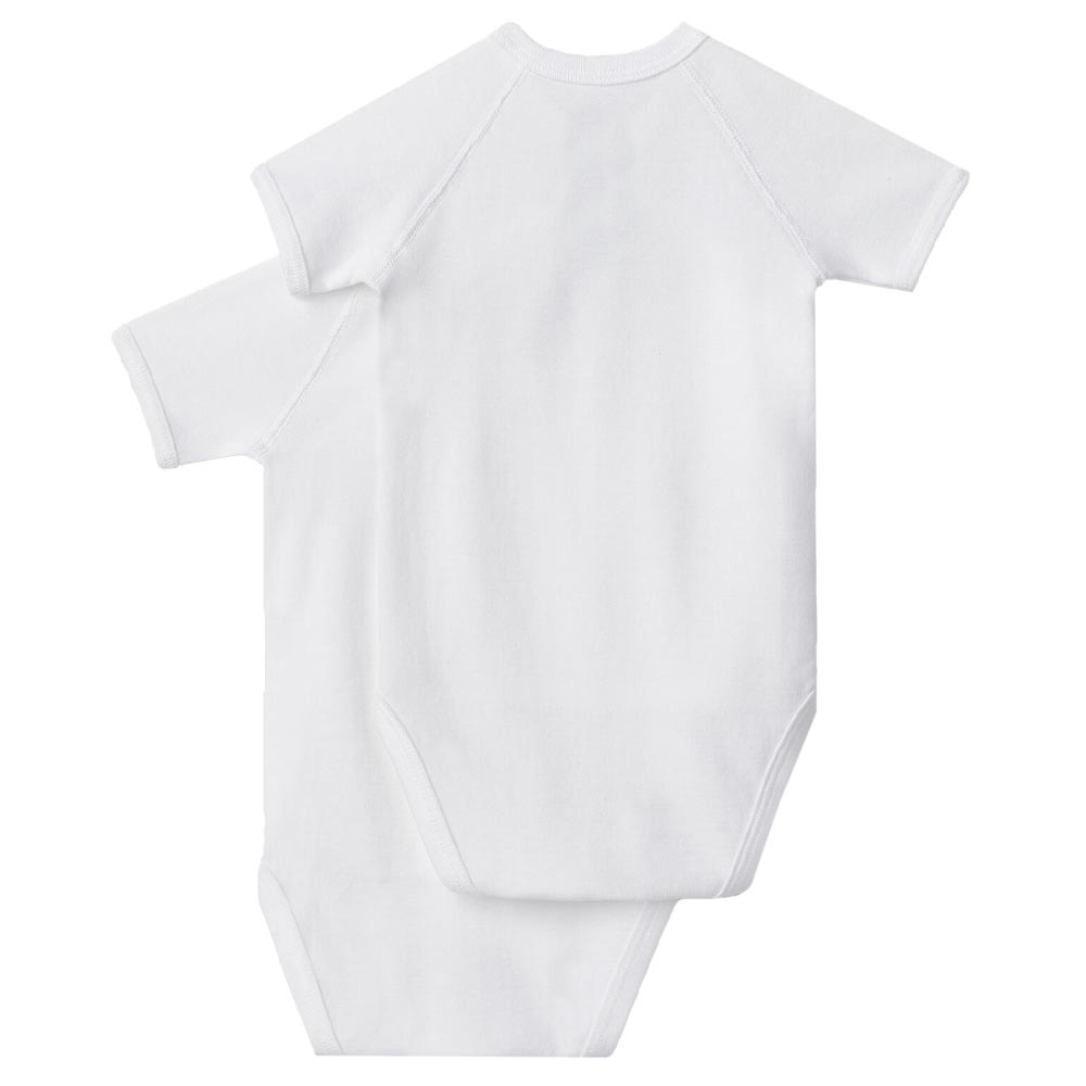 Petit Bateau Solid Short Sleeves Bodysuit - White - 2 Pcs