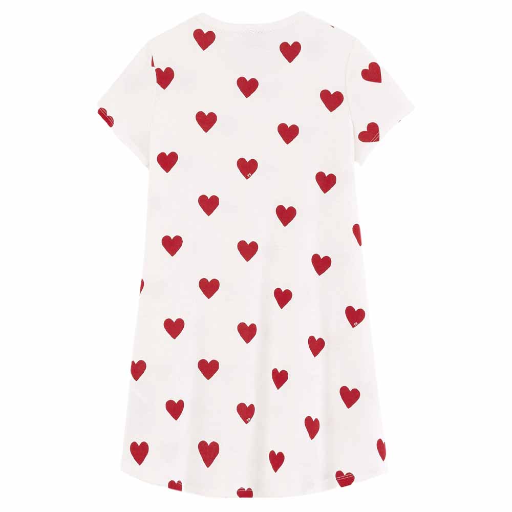 Petit Bateau Girl's Heart Print Cotton Nightdress - White