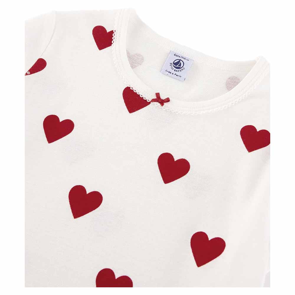 Petit Bateau Girl's Heart Print Cotton Nightdress - White