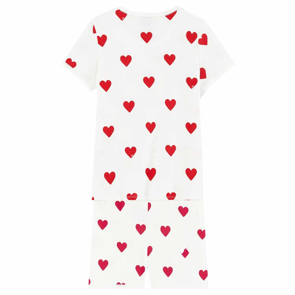 Petit Bateau Girl's Heart T-Shirt & Shorts - White - 2 Pcs