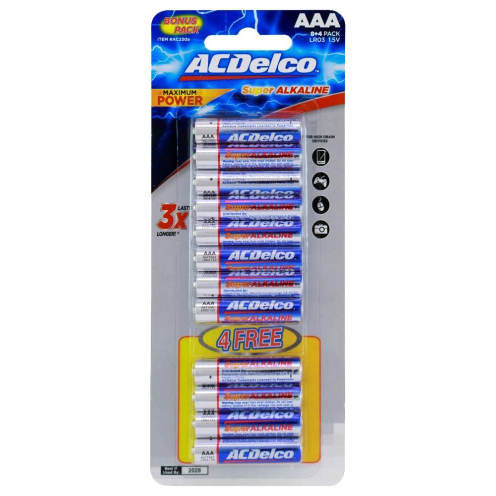 AC Delco - Alkaline Blister Card AAA Battery Pack Of 12