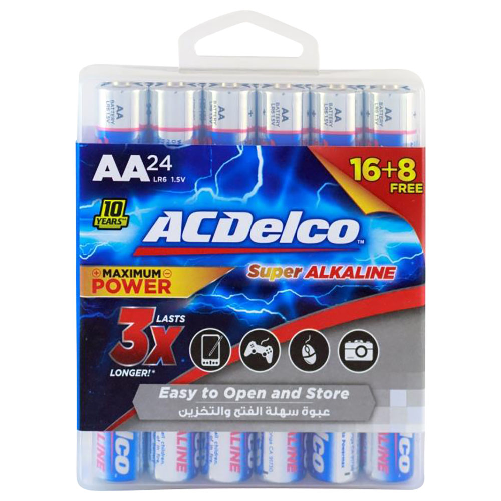 AC Delco - Alkaline Blister Card AA Battery Pack Of 24