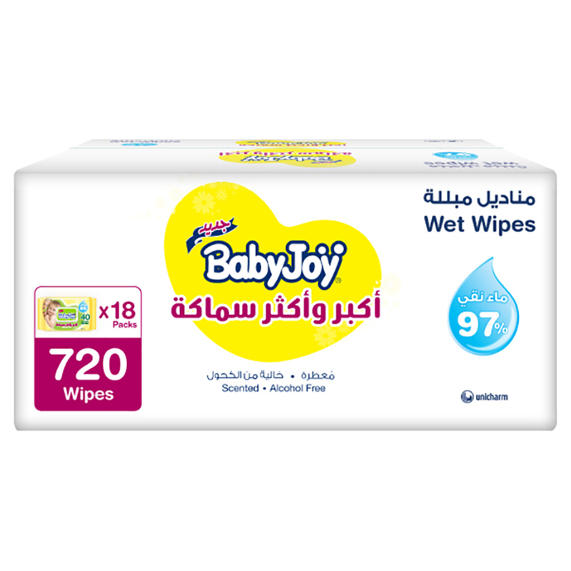 بيبي جوي - مناديل مبللة سميكة وكبيرة - كبيرة عبوة - 720 حفاض