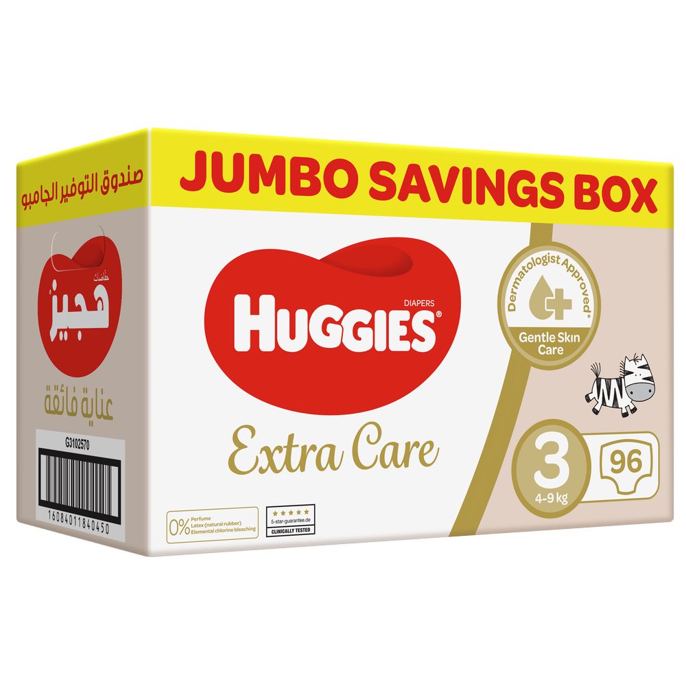 Huggies - Extra Care Diapers Size 3 4-9kg - 96pcs