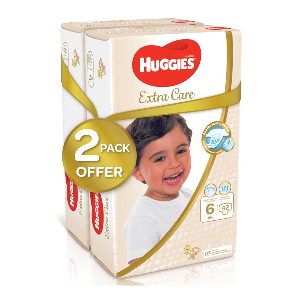 Huggies - Extra Care, Size 6, 15+ kg, Twin Jumbo Pack, 84 Diapers