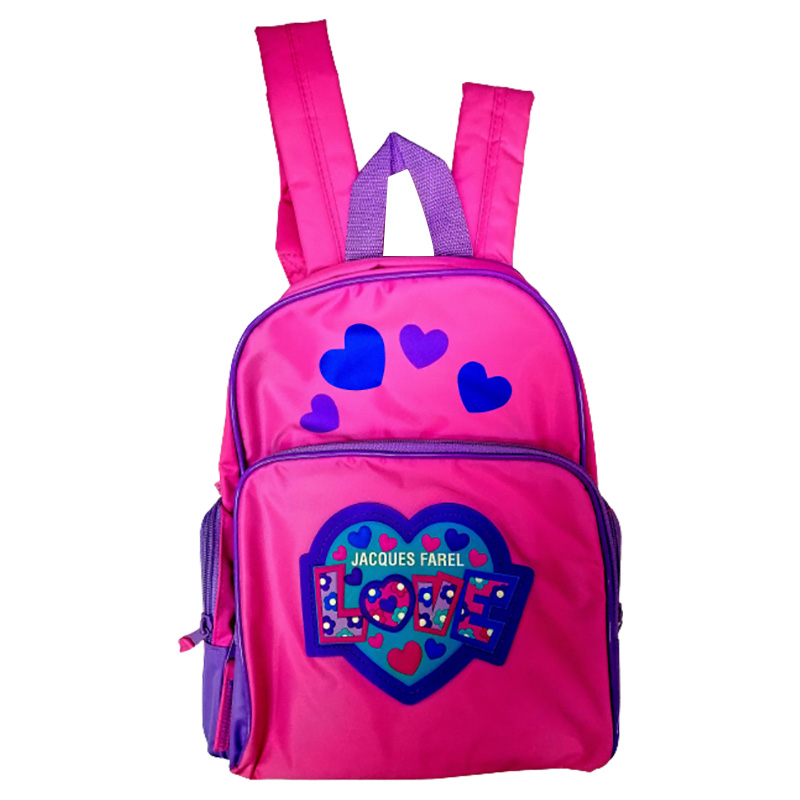 Jacques Farel - Girls Bagpack With Love Design - Pink - 12.5-Inch/32cm