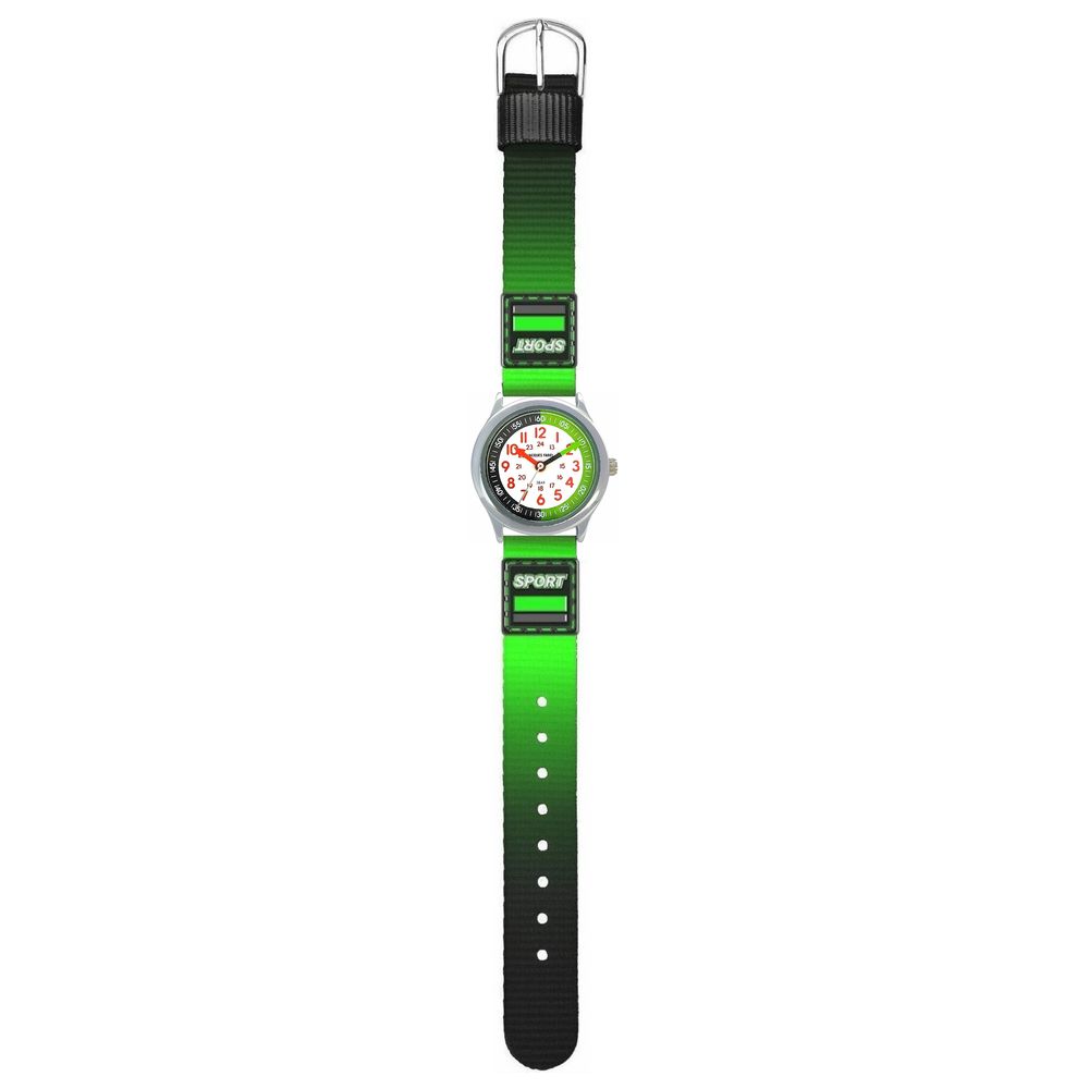 Jacques Farel Kids 3D Patch Polyester Strap Quartz Watch - Green
