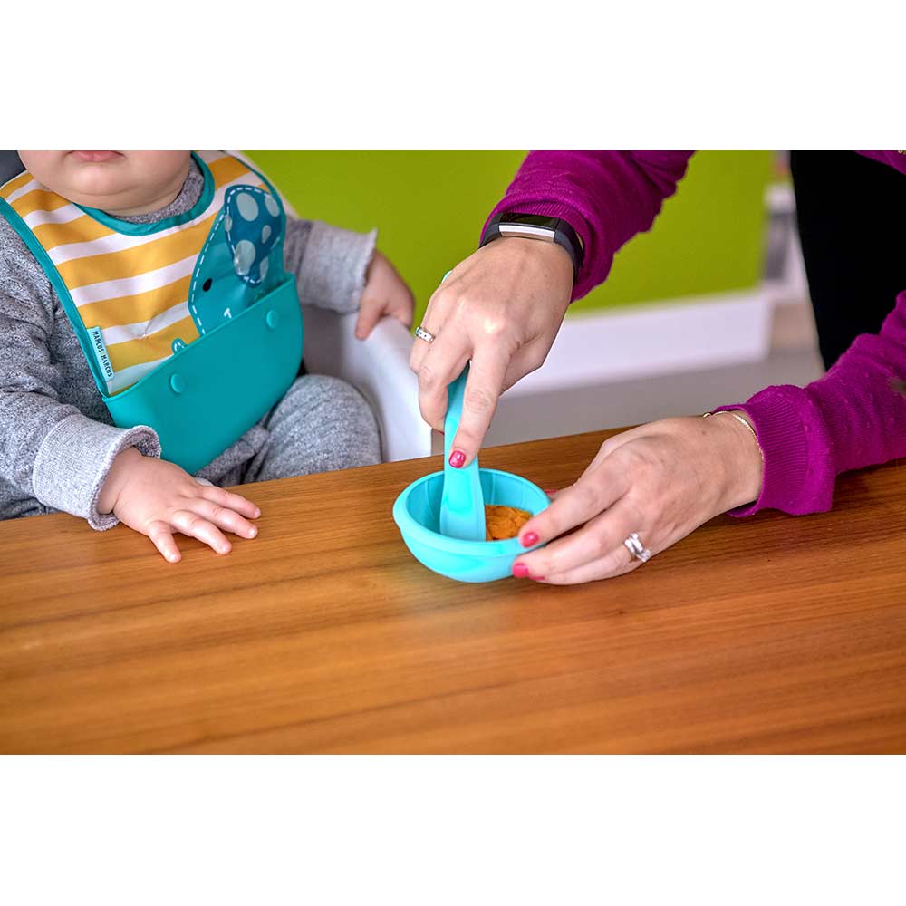 Marcus & Marcus Silicone Food Masher Spoon & Bowl Set- Blue