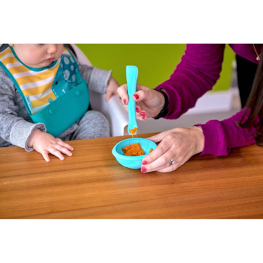 Marcus & Marcus Silicone Food Masher Spoon & Bowl Set- Blue