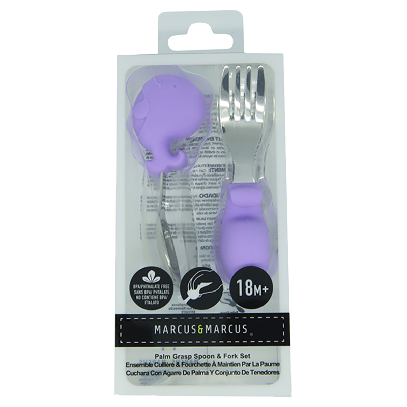 Marcus & Marcus Silicone and Stainless Steel Palm Grasp Spoon & Fork Set - Willo