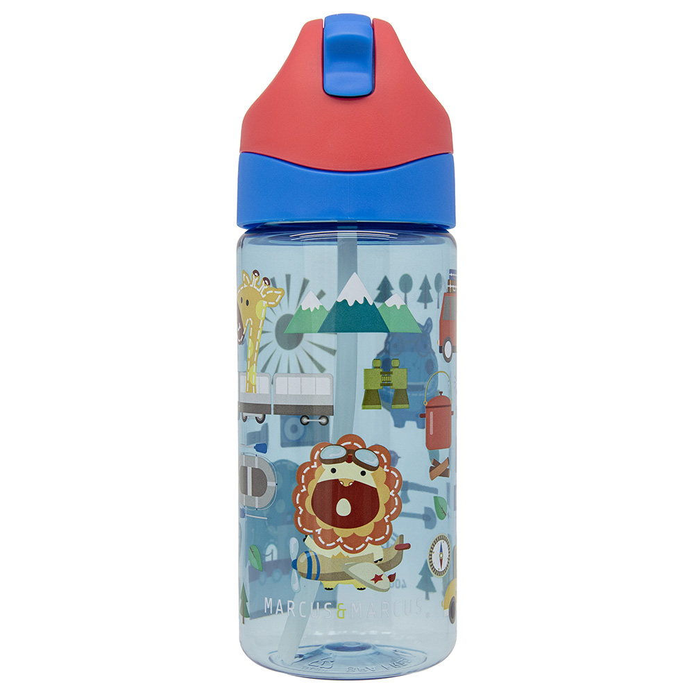 Marcus & Marcus - Germ Repel Tritan Straw Water Bottle - Adventure, - Blue - 400ml