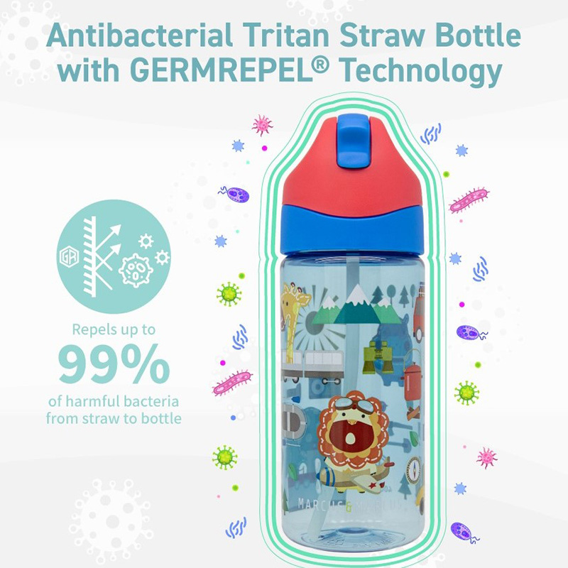 Marcus & Marcus - Germ Repel Tritan Straw Water Bottle - Lolly, - Purple - 400ml