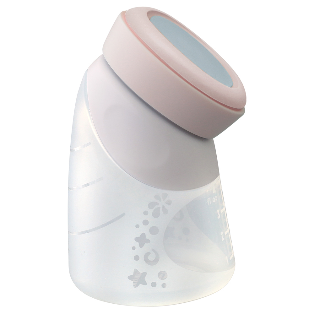 Marcus & Marcus - 2 in 1 Silicone Breast Pump & Angled Feeding Bottle Set - Peach