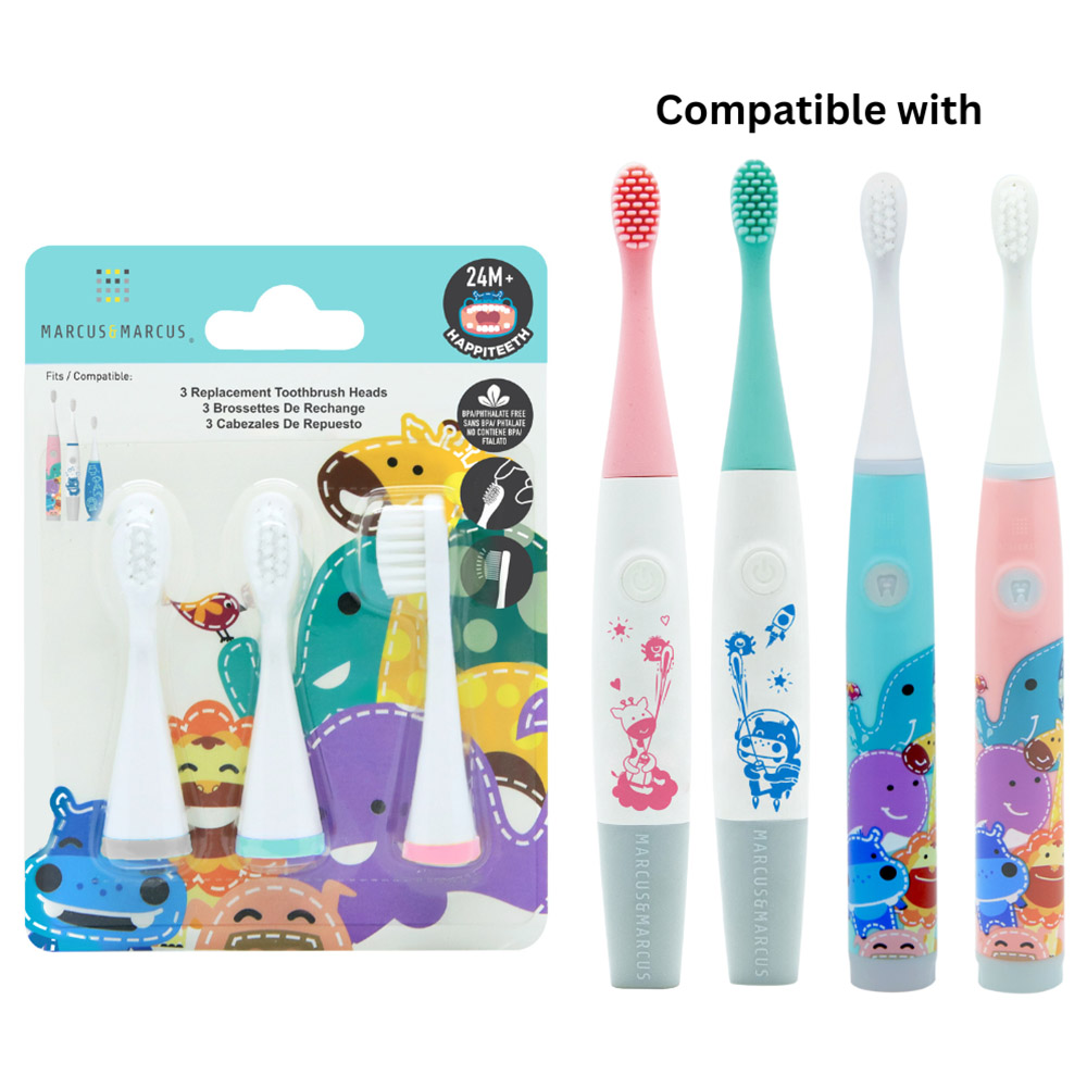 Marcus & Marcus - Sonic Electric Toothbrush With Silicone Head & 3 Nylon Heads - Pink