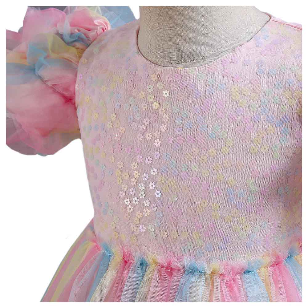 Sugar Rush Embellished Short Sleeves Party Dress - Pink