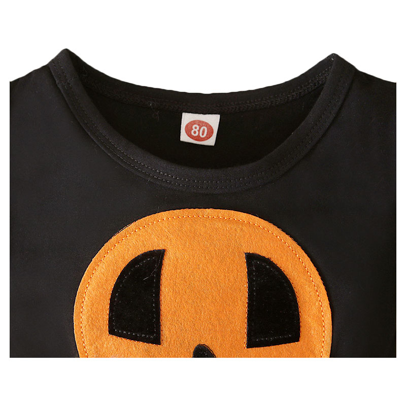 Sugar Rush Halloween Round Neck Short Sleeves Dress - Orange