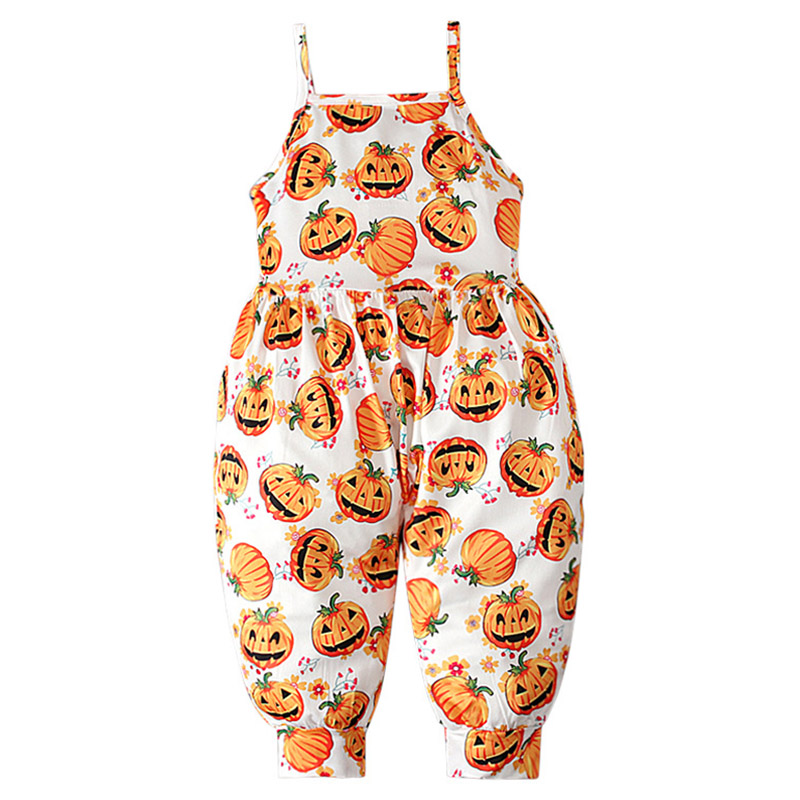 Sugar Rush Halloween Sleeveless Jumpsuit - White/Orange