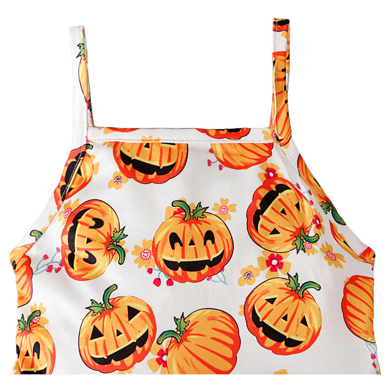 Sugar Rush Halloween Sleeveless Jumpsuit - White/Orange