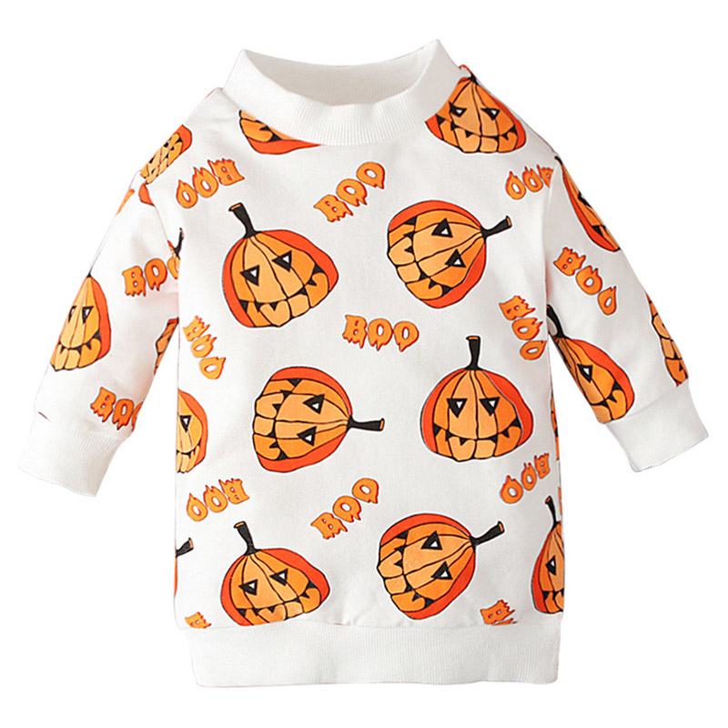 Sugar Rush Halloween Print Round Neck Sweatshirt - Orange