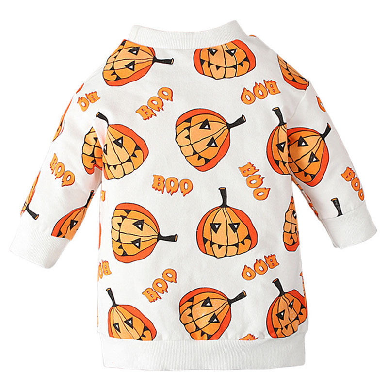 Sugar Rush Halloween Print Round Neck Sweatshirt - Orange