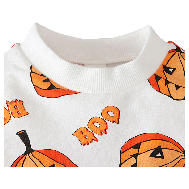 Sugar Rush Halloween Print Round Neck Sweatshirt - Orange
