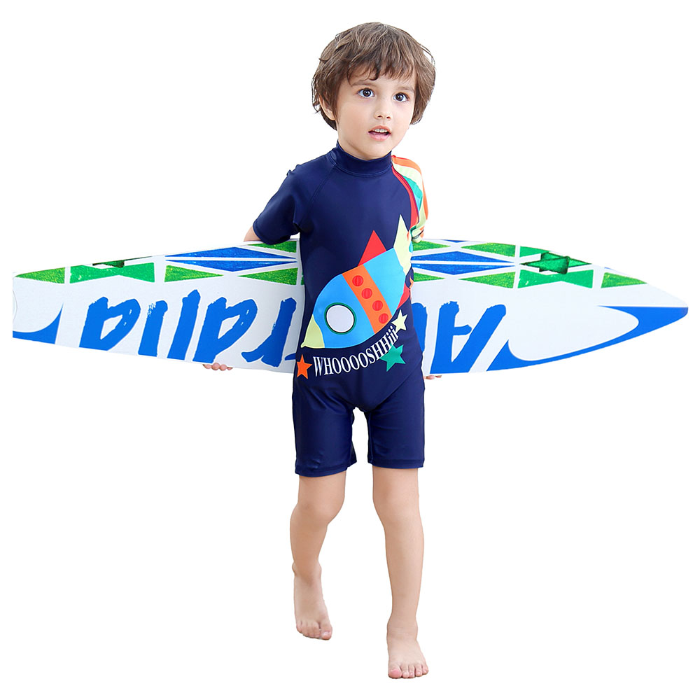Sugar Rush Printed Swimsuits with Caps - Blue