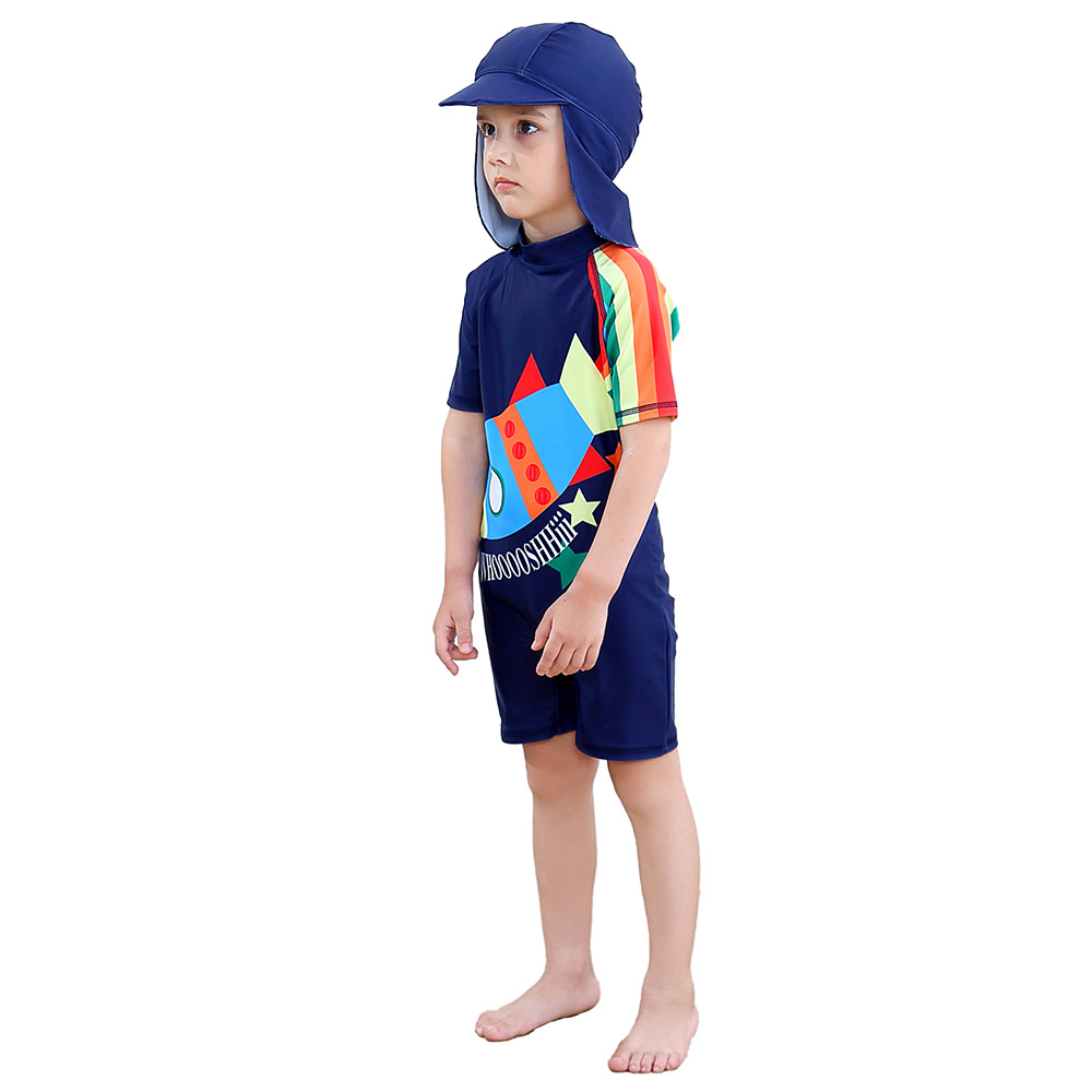 Sugar Rush Printed Swimsuits with Caps - Blue