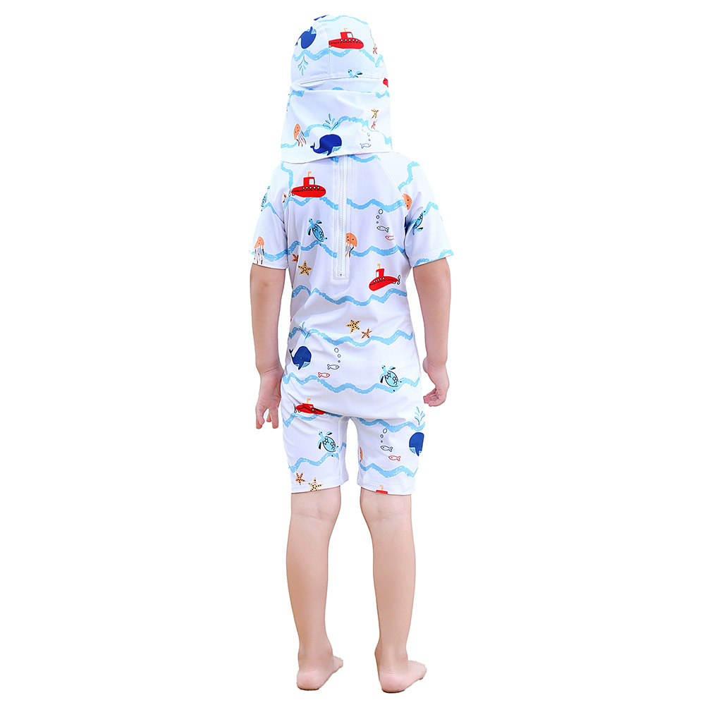 Sugar Rush Printed Swimsuits with Caps - White