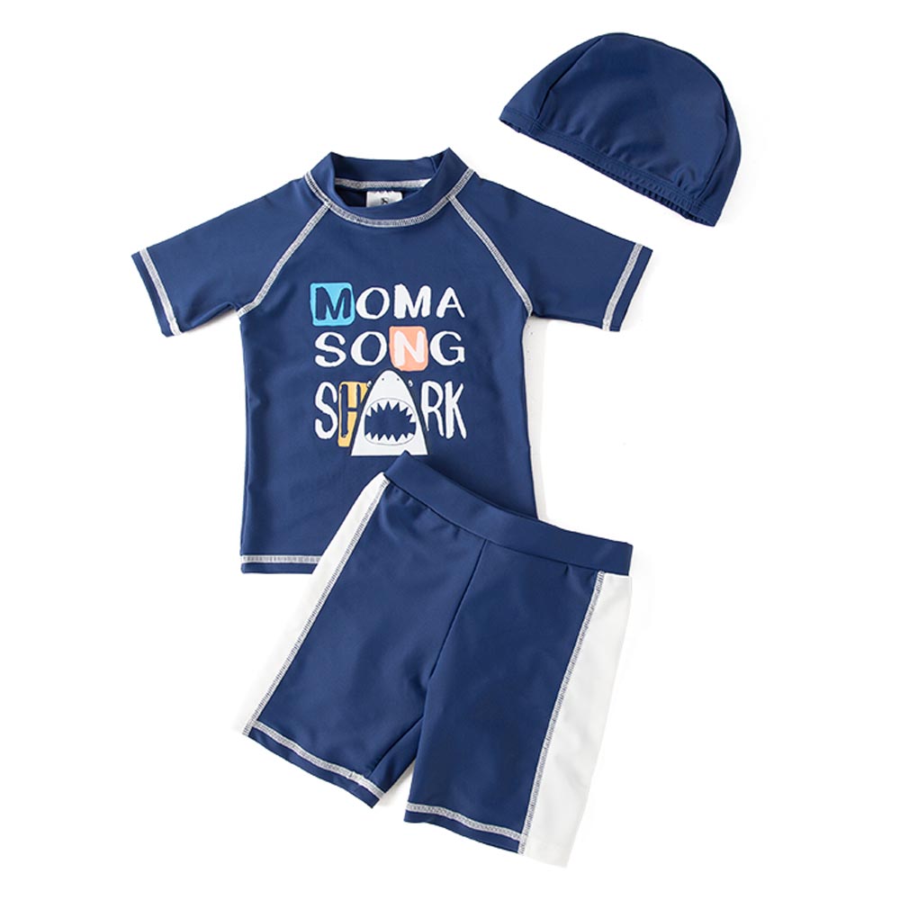 Sugar Rush Printed Short Sleeves Swimwear 3pc-Set - Blue