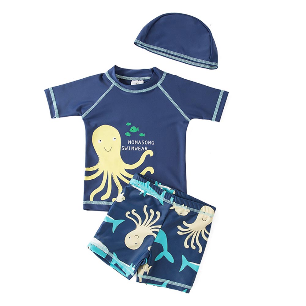 Sugar Rush Printed Short Sleeves Swimwear 3pc-Set - Navy